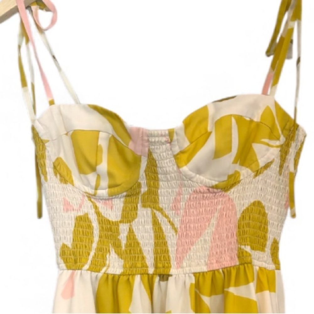 Hutch Anthropologie Smocked Corset Abstract Floral Mini Dress NWOT - Picture 3 of 4